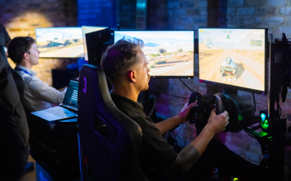 Person playing video game 